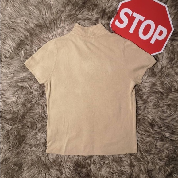 Vintage Tops - Vintage Beige Mock Neck T-shirt